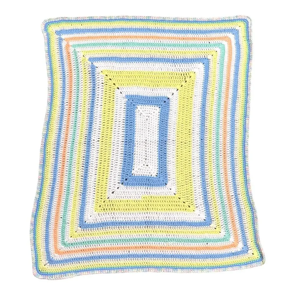Handmade Baby Crochet Knit Afghan Blanket Multicolor 30
